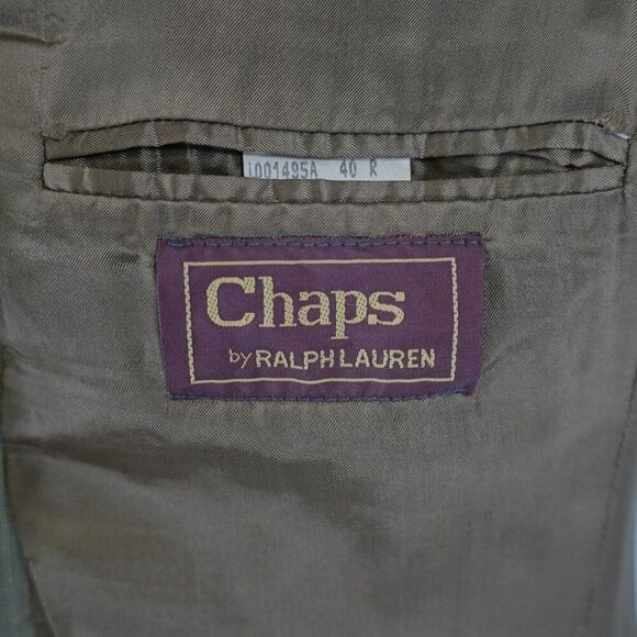 Chaps Ralph Lauren Wool Tan Gray Birdseye Check 40R 2 Button Sport Coat / Blazer - Picture 9 of 13